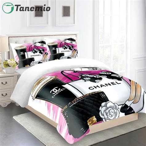 chanel logo comforter set|designer bedding sets Chanel.